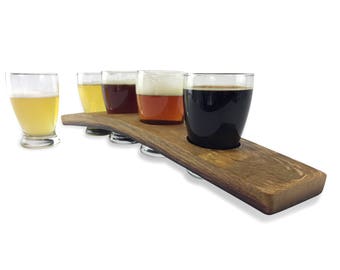 Barrel Stave Beer flight with 6oz Brussels Taster Glasses