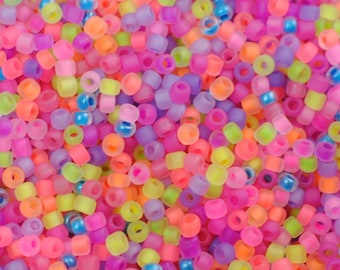 11/0 Matte Neon Mix Japanese Seed Beads / 28 Grams / Miyuki Seed Beads / 11FNMX