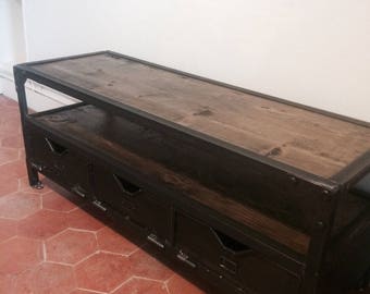 Industrial Tv Cabinet, wood and steel