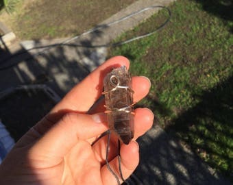 Reiki Charged Smoky Quartz Wire Wrapped Necklace