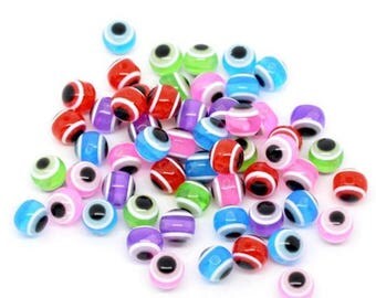 30 pearls Intercalaires resin round mixed 10 mm