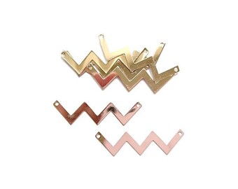 5 connectors in curved shape brass matte silver