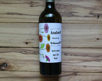 Will You Be My Bridesmaid Wine Label / Wine For Bridesmaids / Maid of Honor Wine Label / Custom Wine Label / Asking Bridesmaids