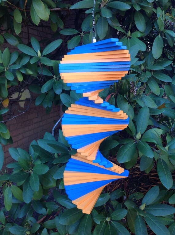 16 Wood helix wind spinner hanging porch decor garden