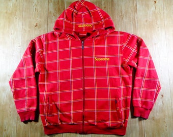 20% OFF Vintage Rare SUPREME Square Stripe Original Zipper Hoodie Made In Canada