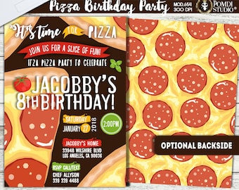 PRINTABLE || Pizza Party Invitation|| Boy/Girl Birthday Invitation|| Optional Backside|| Any occasion, any wording!!