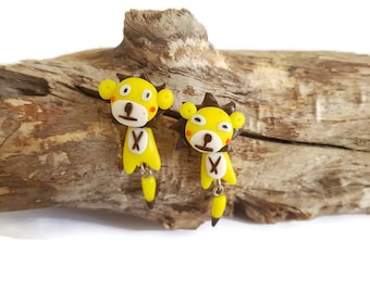 Yellow lion earrings