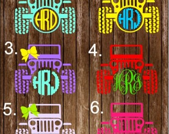 Monogrammed Jeep Decal, monogram, jeep