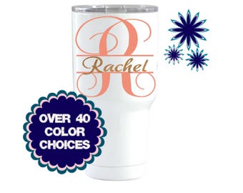 Yeti Decal, Tumbler Decal For Women, Yeti Cup Decal, RTIC Decal, Ozark Trail Decal, Monogram Decal, Initials Name Decal, Yeti For Women