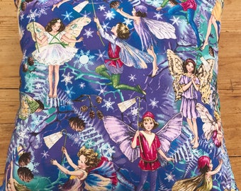 Fairy Print Cushion, Midnight Fairies, Baby Girl Cushion, Girl's Cushion, Fairy Theme Bedding, Fairy Theme, Michael Miller, Twilight Fairies