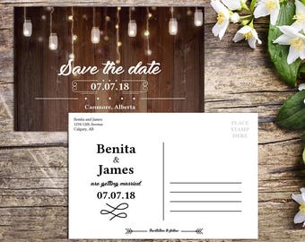 Save the Date Postcard template, Rustic Wedding, Country Wedding, Save the Date Template, Save the Date Card, Save-the-date