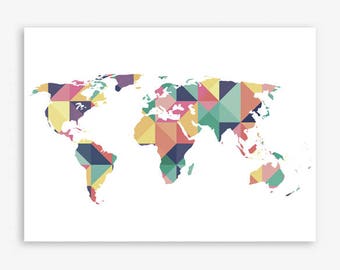 Geometric world map | Etsy