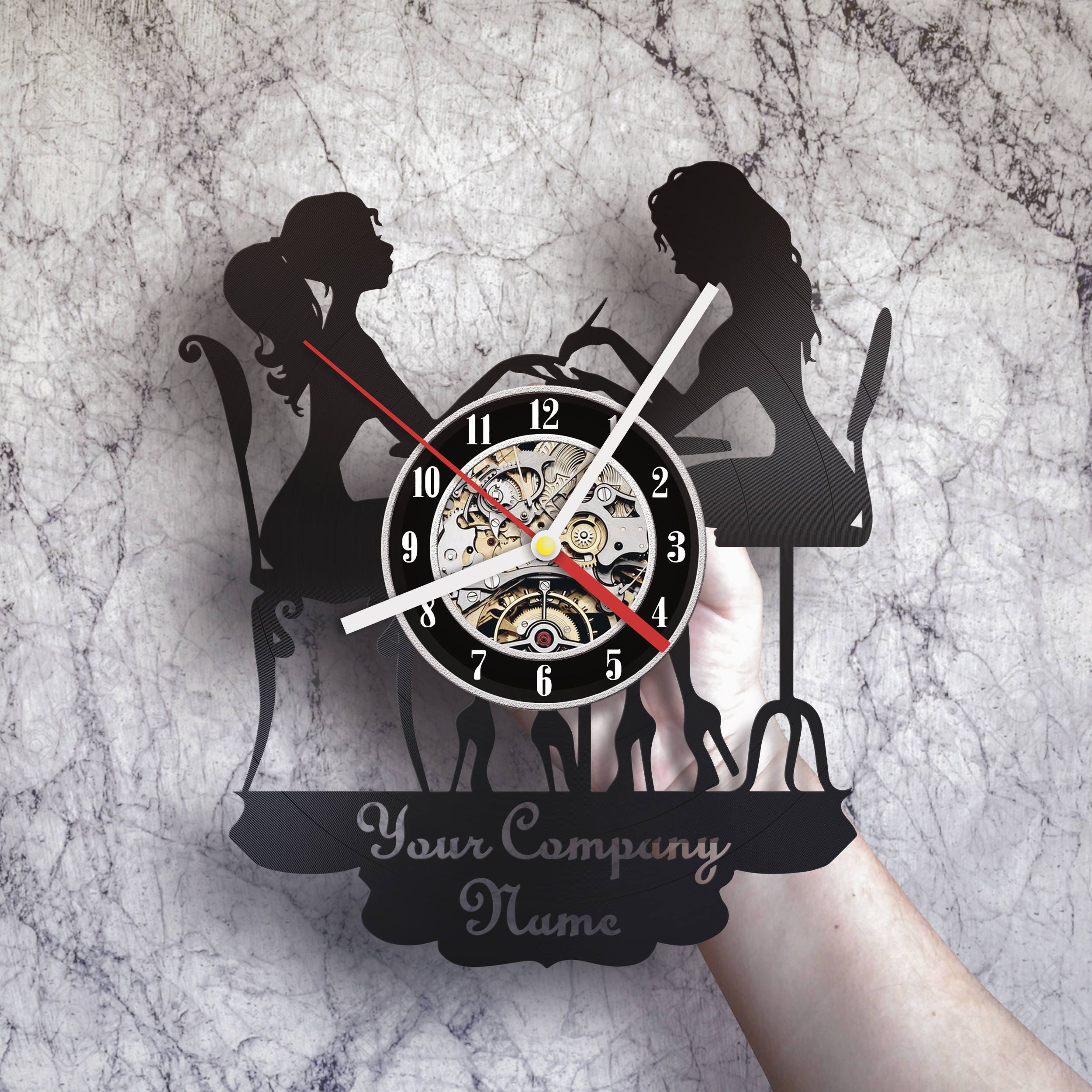 Nail art Vinyl record wall clock nail salon decor nail wall
