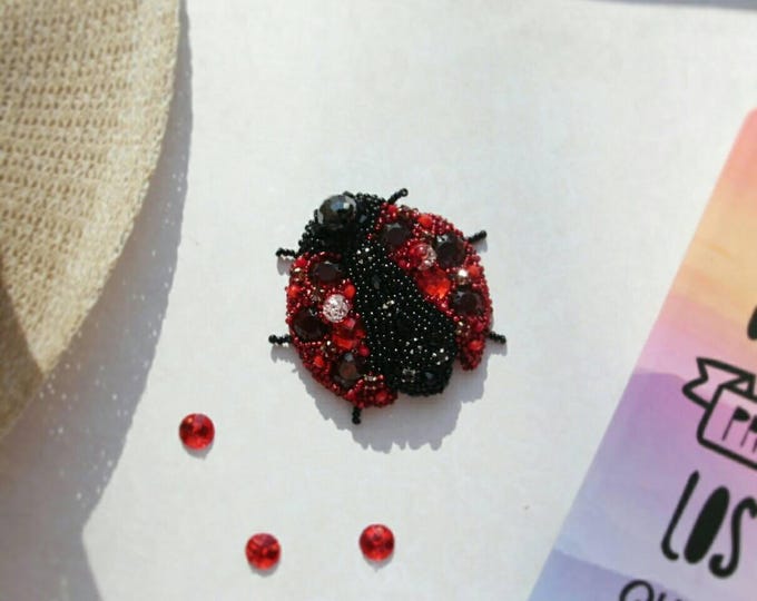 Brooch-ladybug, brooch-insect, jewelry handmade. Handmade brooch, embroidery Brooch Beaded. Pin brooch gift for her