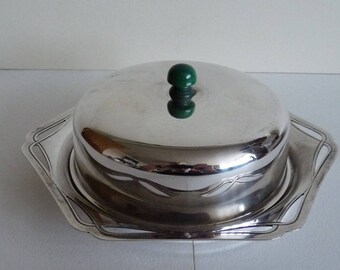 Art Deco siler plate butter dish with lid