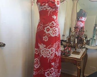 Hawain red Maxi dress