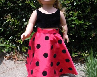 Velvet crop top and taffeta formal skirt made to fit like American Girl doll clothes, AG doll clothes, 18 inch doll clothes