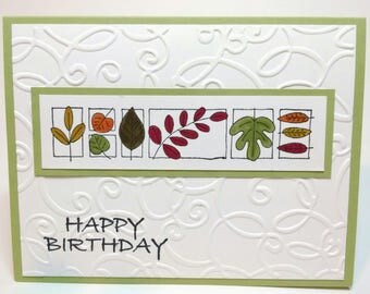 Happy Birthday Card, Handmade Card, Stampin Up Card, Thank You Embossed Card, Greeting Card, Flowers