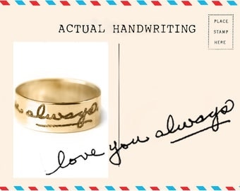 Personalized Handwriting Ring Memorial Signature Ring Handwritten Ring Keepsake Jewellery Name Ring Stacking Ring Christmas Gift Bridesmaids