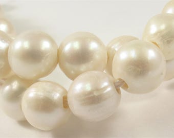 9-10 mm AA Large Hole Potato Natural White Freshwater Pearl Beads 2 mm Hole, Natural Cultured Genuine Freshwater Pearls (459-LHPW0910)
