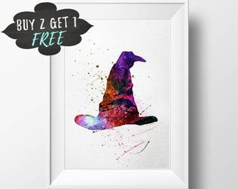 Harry Potter Nursery Decor, Sorting Hat Art Print Poster, Harry Potter Wall Art Printable, Instant Download, Harry Potter Birthday Gift