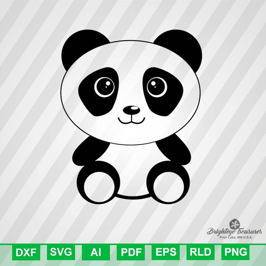 Download Sitting Baby Panda Dxf Svg Eps Rld RDWorks Pdf Png