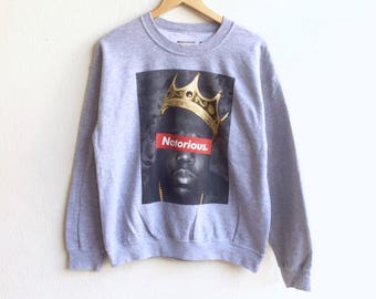 Rare! BROOKLYN mint like SUPREME notorious big logo sweatshirt gray colour medium size