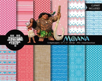COD050-70% OFF SALE-Moana digital paper-Disney digital paper-moana printable-scrapbook printable-moana cliparts-tropical digital paper