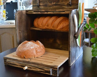 Beautiful Wooden Bread Box, Free Shipping, Rustic Style, Unique Product