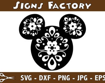 Flower Minnie Mickey Mouse head SVG, Mickey Mouse SVG, Mickey Ears SVG, Mickey Svg, Svg Files