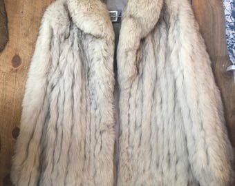Vintage Norwegian Saga Fox Fur Coat Womens M/L Beautiful, Silver
