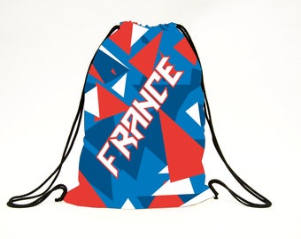 Custom made sports drawstring bag/Personalized bag/Sports backpack/Gym bag/Shoe bag/Patriotic style bag/France/France sac