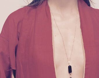 Black coral pendant necklace with goldfilled chain 22"#64#65