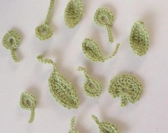 Crochet Leaves, Set of 12