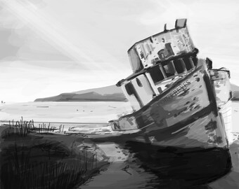 Black and White Boat Study