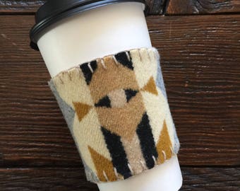 Coffee Cozie pendleton wool navajo cozy aztec tribal print coffee gift pendleton coffee mug repurpose oregon custom