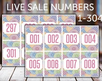 FB Live Sales, Normal Tags, 001-304, numbers, number tags, Normal Numbers, Number Tags, Printable, Instant Download