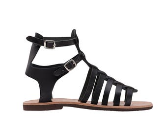 EZEROSY BLACK Gladiator sandals,Strappy Sandals, Leather sandals, Greek sandals, Strappy sandals, Women sandals