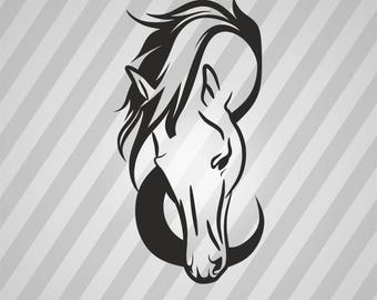 Horse Head Silhouette - Svg Dxf Eps Silhouette Rld RDWorks Pdf Png AI Files Digital Cut Vector File Svg File Cricut Laser Cut