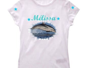 T-shirt dolphins girl personalized with name