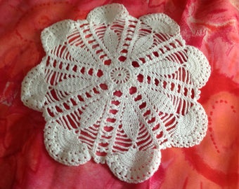 Old small round lace crochet doily