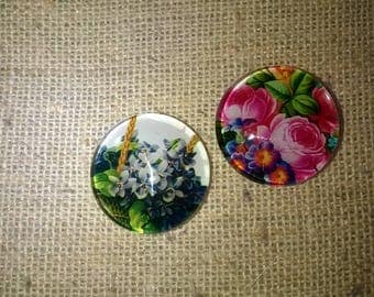 set of 2 small 15mm glass dome Stud Earrings