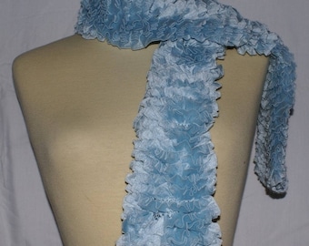 pastel Blue Ribbon knit ruffled scarf