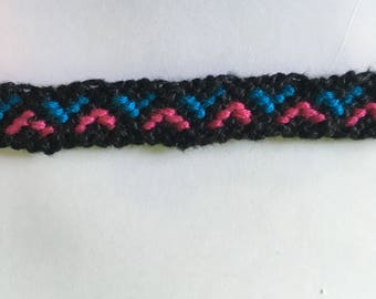 Friendship, pink, blue and black bracelet