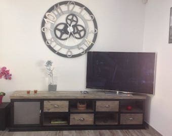 Cabinet TV steel and wood 4 drawer 1 door steel