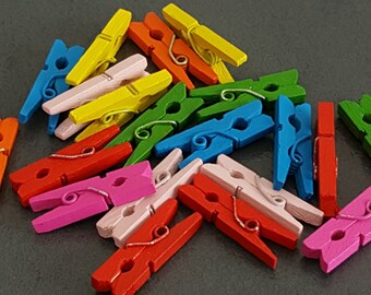 100 mini clothespins wooden 25 x 7 x 3 mm