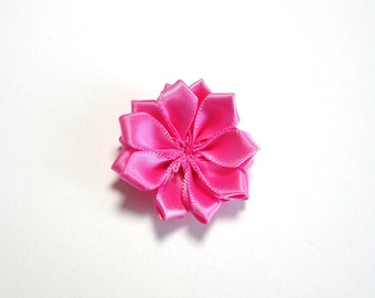 Color medium pink satin fabric flower