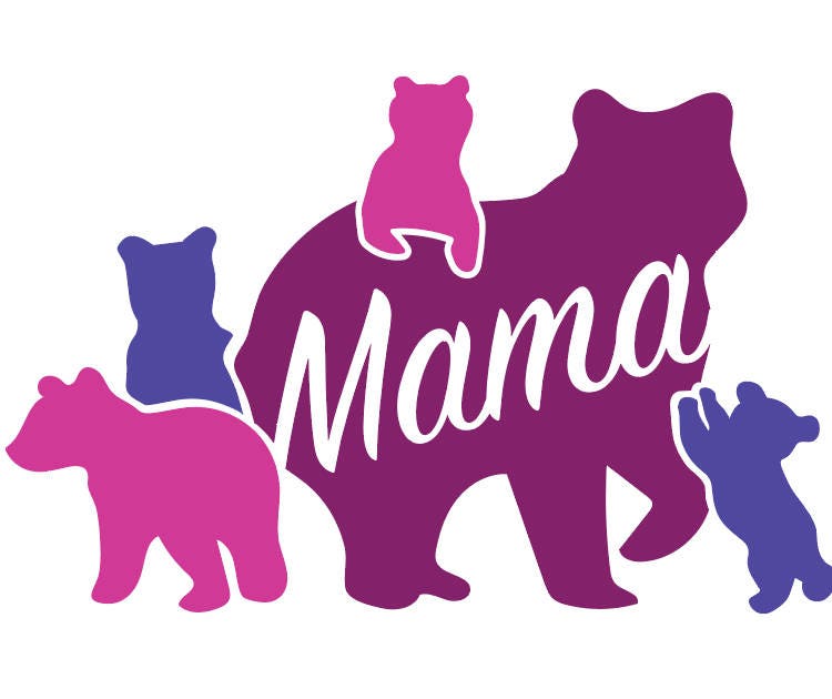 Download Mama Bear with four 4 cubs .SVG file for vinyl cutting from SoapboxDesignCo on Etsy Studio