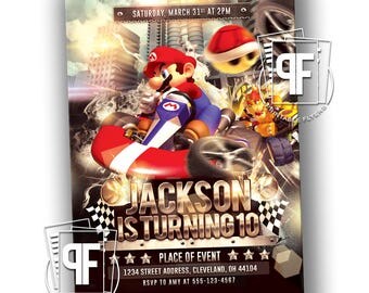 Go Kart Birthday Invitation - Mario Kart Birthday Invitation - Mario Kart Birthday - Mario Kart Party Invite - Mario Birthday Invitation