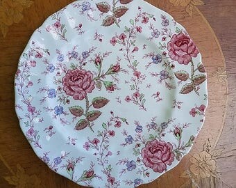 1930s, 40s Vintage Johnson Brothers Dinner Plate, Rose Chintz, English Country, Shabby Chic